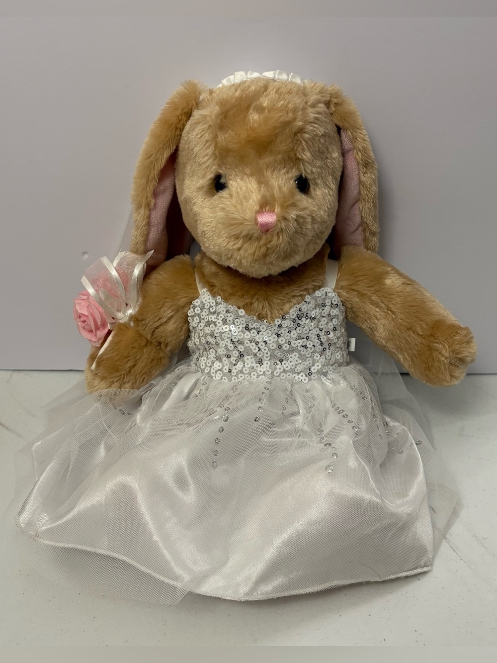 Build A Bear Bunny Plush With Wedding Dress Veil Corsage Flower Girl Present